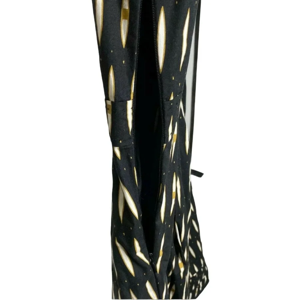 Tory Burch A-Line Dress‎ Women's Black White Scoop Neck Tribal Sleeveless Size 4